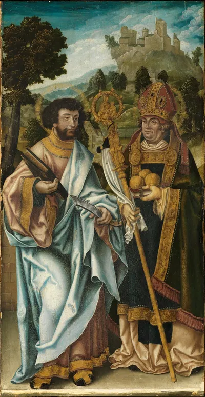 Die Heiligen Bartholomäus und Nikolaus by Jörg Breu The Elder — digital art print download