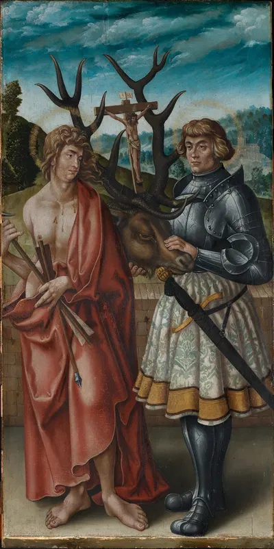 Die Heiligen Sebastian und Eustachius by Jörg Breu The Elder — digital art print download