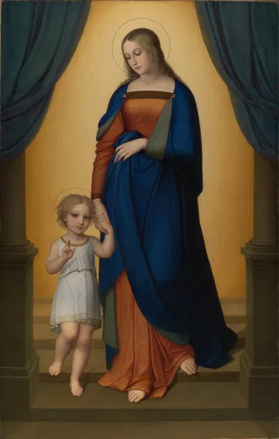 Mary holding the hand of baby Jesus by Мари Элленридер, 1824 — digital art print download