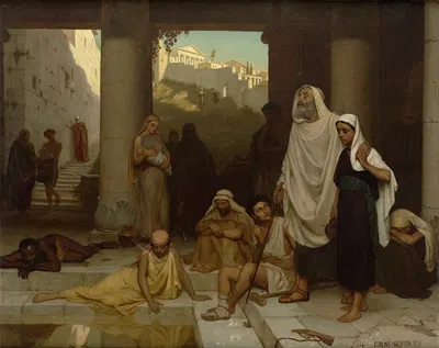 The blind man at the Pool of Siloam by Эдмунд Блэр Лейтон, 1879 — digital art print download