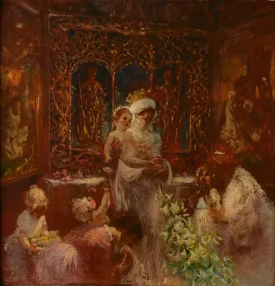 L'adoration de la vièrge by Gaston La Touche — digital art print download