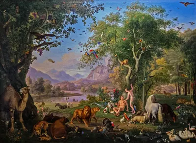 Adam and Eve in the Garden of Eden by Johann Wenzel Peter — digital art print download