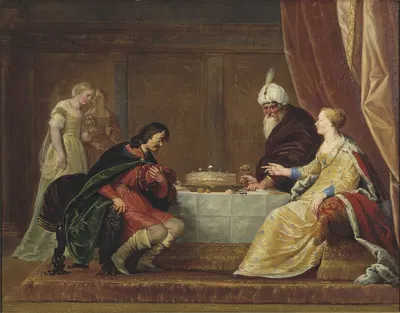 Esther, Ahasuerus and Haman by Питер Франсз. де Греббер, 1628 — digital art print download