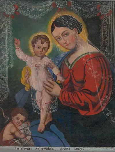 Madona s Ježiškom a Jánom Krstiteľom by Wincenty Chrząstkiewicz, 1891 — digital art print download