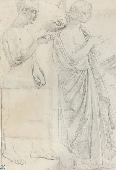 Two Studies of Virgil by Жан Огюст Доминик Энгр — digital art print download