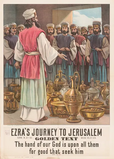 Ezra's journey to Jerusalem by Providence Lith. Co, 1905 — digital art print download