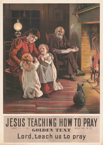 Jesus teaching how to pray by Providence Lith. Co, 1905 — digital art print download