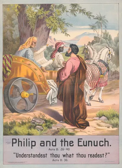 Philip and the eunuch by Stecher Litho. Co, 1905 — digital art print download