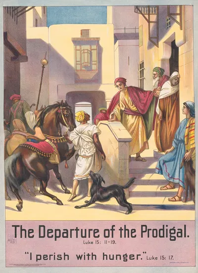 The departure of the prodigal son by Stecher Litho. Co, 1905 — digital art print download