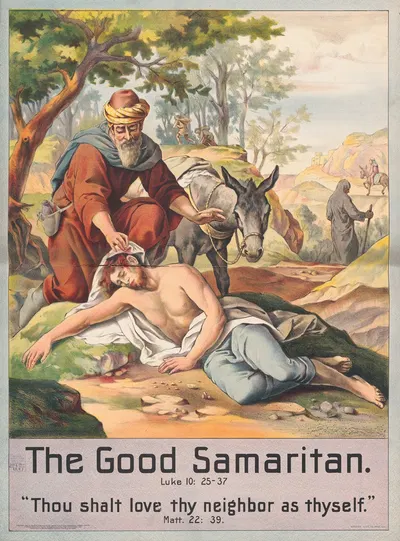 The good Samaritan by Stecher Litho. Co, 1905 — digital art print download