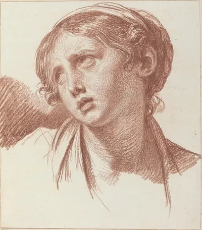A Young Girl Looking Upward by Жан-Батист Грёз, c. 1778 — digital art print download