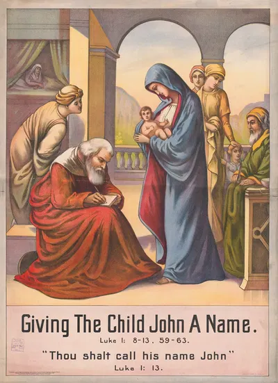 Giving the child John a name by Stecher Litho. Co, 1905 — digital art print download