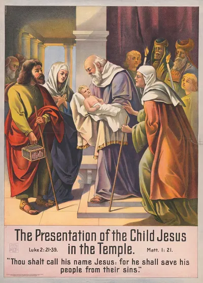 The presentation of the child Jesus in the temple by Stecher Litho. Co, 1905 — digital art print download