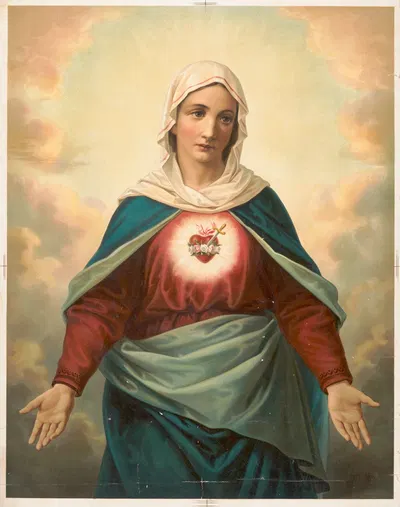 The Virgin Mary with heart emblem on chest by Werner Company, 1900 — digital art print download