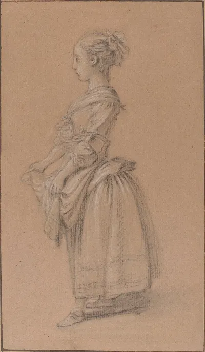 A Girl in Peasant Dress by Jean-François Clermont, c. 1750 — digital art print download