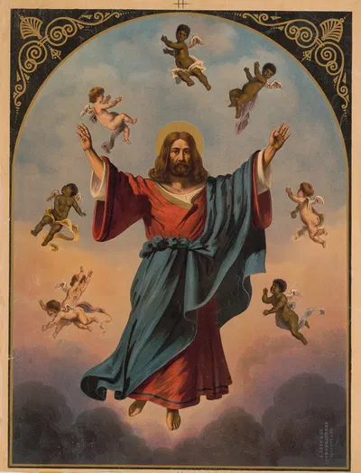 Christ in majesty with black and white putti by Hoen, 1882 — digital art print download