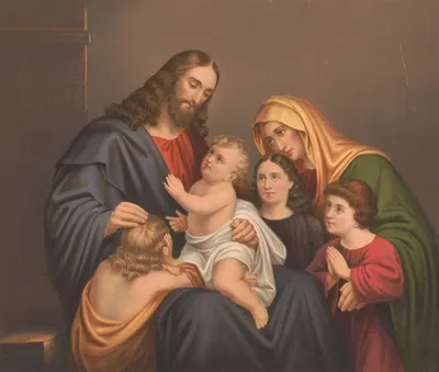 Christ blessing little children by Howe & Middleton, 1869 — digital art print download