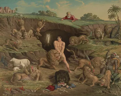 Twelve Temptations – Daniel in the Lions' Den by Джон Х. Баффорд и сыновья, 1877 — digital art print download