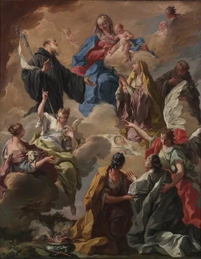Saints Presenting a Devout Woman to the Virgin and Child by Джованни Баттиста Питтони — digital art print download