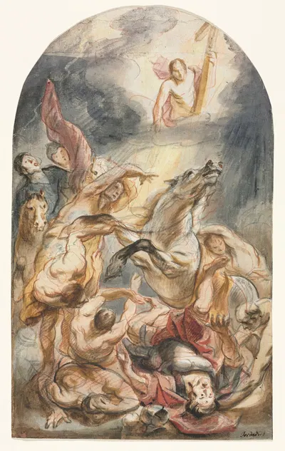 The Conversion of Saul with Christ and the Cross by Якоб Йордаанс — digital art print download