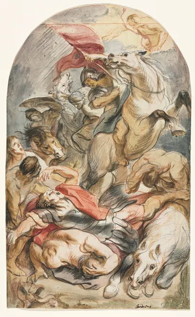 The Conversion of Saul with Horseman and Banner by Якоб Йордаанс — digital art print download