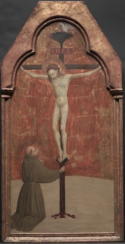 St. Francis Kneeling before Christ on the Cross by Sassetta, 1437–1444 — digital art print download