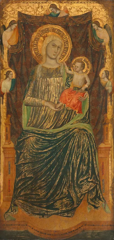 Madonna and Child with Five Angels by Giovanni Baronzio, c. 1335 — digital art print download