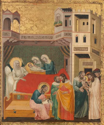 The Birth, Naming, and Circumcision of Saint John the Baptist by Giovanni Baronzio, c. 1335 — digital art print download