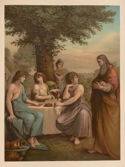 Abraham entertains the Angels by Jan Ladislaw Sýkora, 1899 — digital art print download
