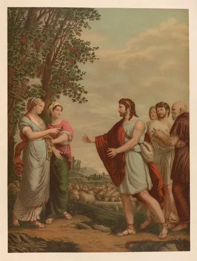 Jacob with Leah and Rachel by Jan Ladislaw Sýkora, 1899 — digital art print download