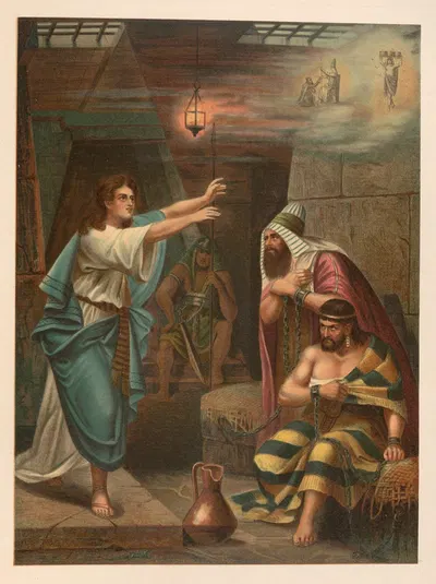 Joseph interprets the dreams of his fellow prisoners by Jan Ladislaw Sýkora, 1899 — digital art print download