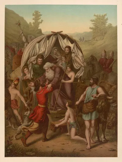 Joseph settles Jacob in Goshen by Jan Ladislaw Sýkora, 1899 — digital art print download
