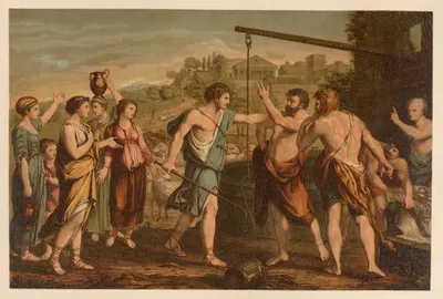 Moses defends Jethro's daughters by Jan Ladislaw Sýkora, 1899 — digital art print download