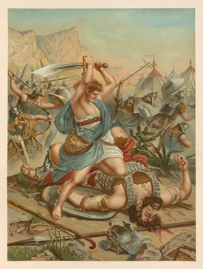 David defeats Goliath by Jan Ladislaw Sýkora, 1899 — digital art print download
