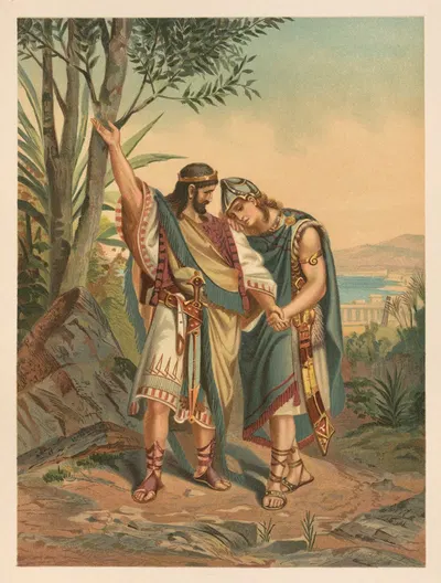 The friendship of David and Jonah by Jan Ladislaw Sýkora, 1899 — digital art print download