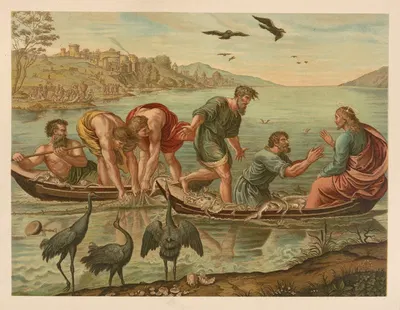 The miraculous catch of fish by Jan Ladislaw Sýkora, 1899 — digital art print download