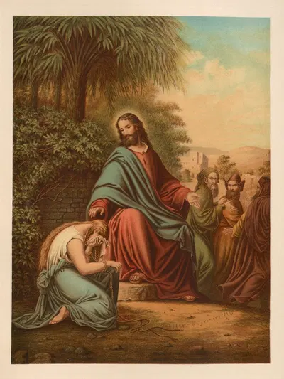 Christ and the adulteress by Jan Ladislaw Sýkora, 1899 — digital art print download