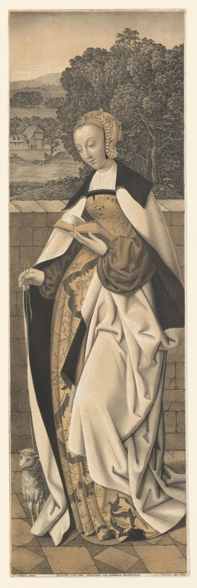 Holy Agnes with a lamb by Johann Nepomuk Strixner, 1823 — digital art print download