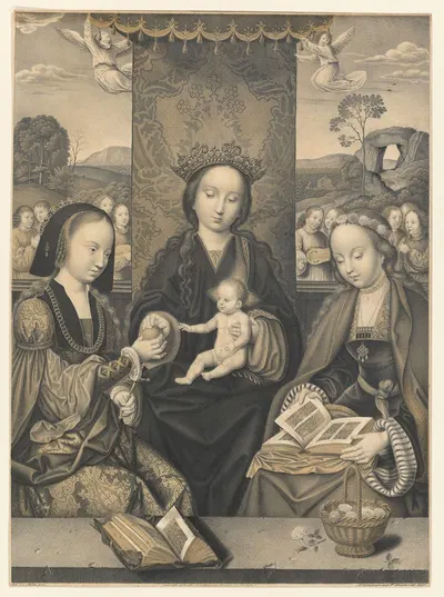 Mary with child and two female saints by Johann Nepomuk Strixner, 1823 — digital art print download