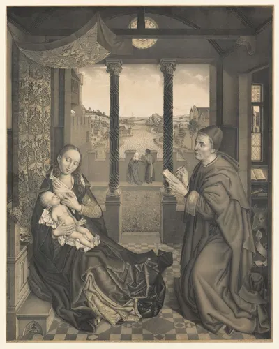 Saint Luke draws Mary with child by Johann Nepomuk Strixner, 1823 — digital art print download