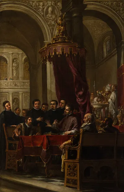 The Conversion and Baptism of St. Augustine by St. Ambrose by Хуан де Вальдес Леаль, 1673 — digital art print download