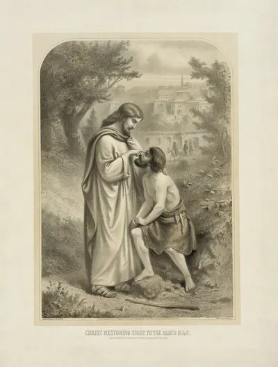 Christ restoring sight to the blind man by Armstrong & Co. Lith., 1873 — digital art print download