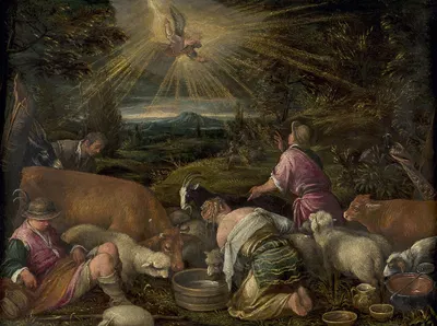 The Annunciation to the shepherds by Francesco Bassano the Elder — digital art print download
