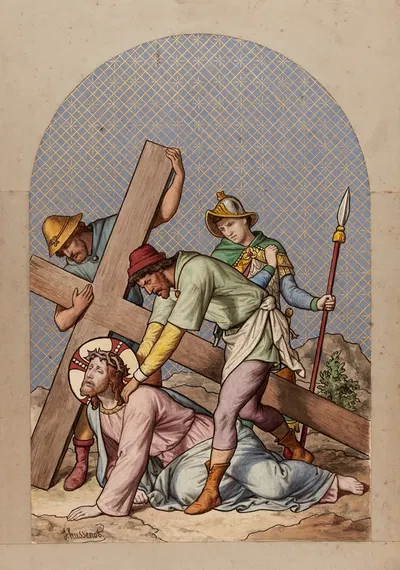 Jesus falls for the third time by Joseph Hussenot, 1876 — digital art print download