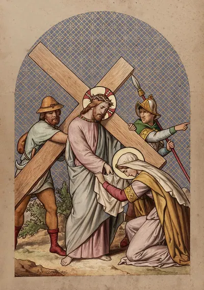 Veronica wipes the face of Jesus by Joseph Hussenot, 1876 — digital art print download