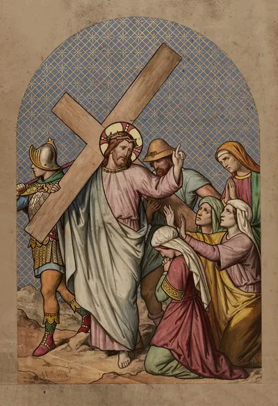 Jesus consoles the daughters of Israel by Joseph Hussenot, 1876 — digital art print download