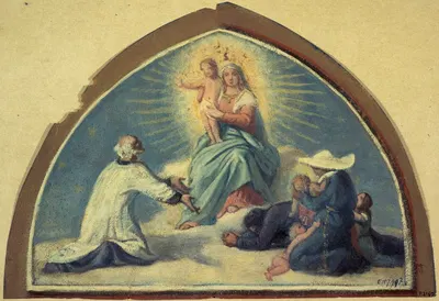 La Vierge présentant l'Enfant Jésus à saint Vincent de Paul by Жюль Ришом, 1857 — digital art print download