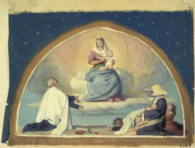 La Vierge présentant l'Enfant Jésus à saint Vincent de Paul by Жюль Ришом, 1857 — digital art print download
