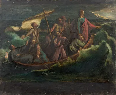 Jesus in the storm on the Galilee sea by Луи Жанмо — digital art print download