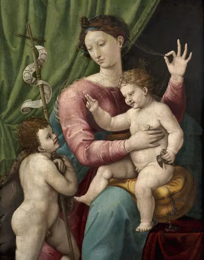 The Virgin and Child with the little saint John the Baptist by Luca Penni — digital art print download